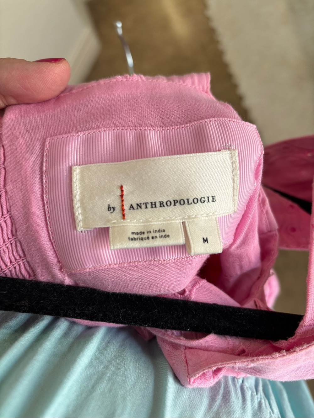 Anthropologie Helena Square Neck Maxi Dress Eyelet Pink - Picture 6 of 6